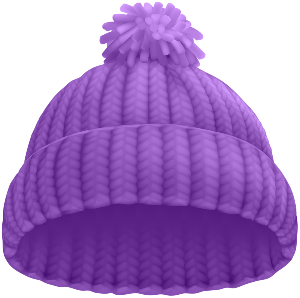 a purple bobble hat